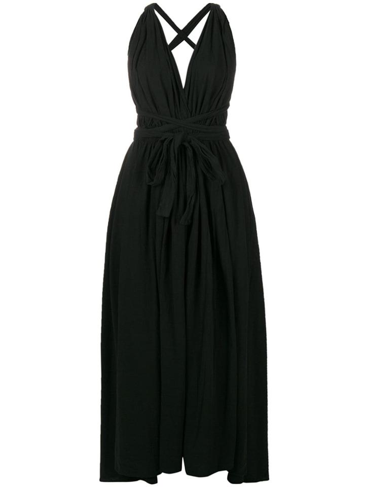 Caravana Tie Waisted Plungung V Dress - Black