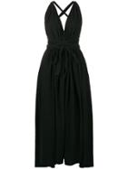 Caravana Tie Waisted Plungung V Dress - Black