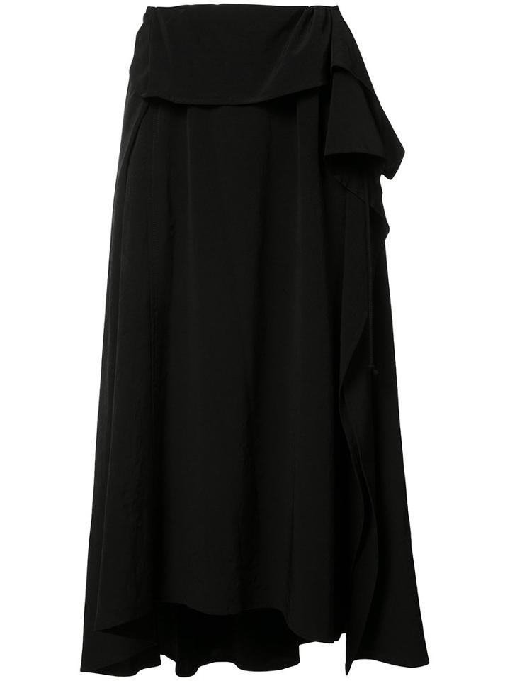 Y's Pleated Flare Skirt, Women's, Size: 2, Black, Polyester/triacetate