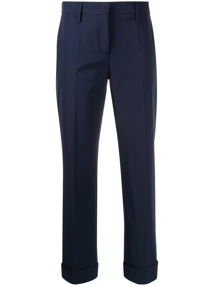 Prada High Waisted Tapered Leg Trousers - Blue