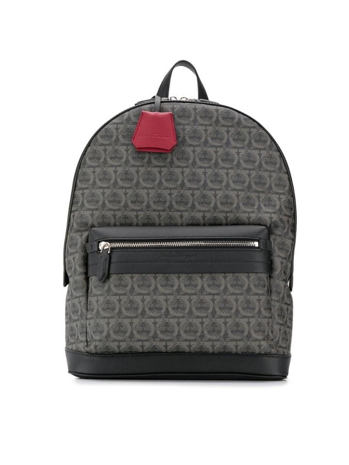 Salvatore Ferragamo Interlocking Gancini Print Backpack - Black
