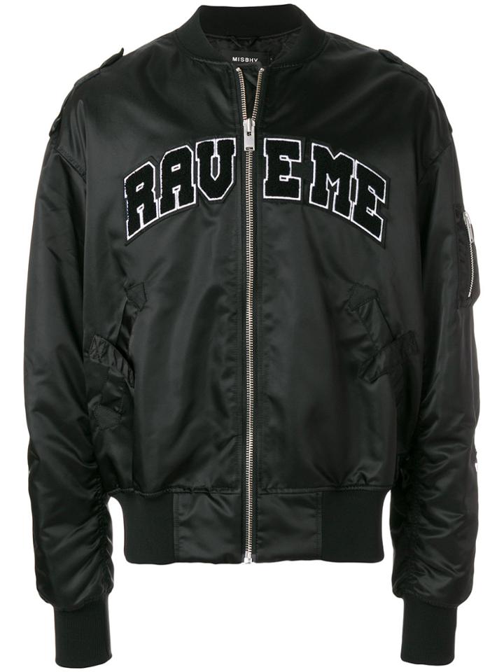 Misbhv Embroidered Patch Detail Bomber Jacket - Black