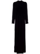 Veronique Branquinho Ribbed Mock Neck Dress, Women's, Size: 40, Black, Silk/rayon