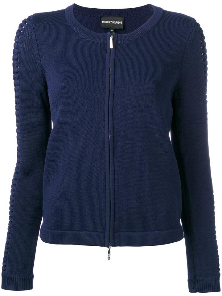 Emporio Armani Zip Front Cardigan, Women's, Size: 42, Blue, Viscose/polyimide