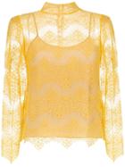 Nk High Neck Lace Blouse - Yellow