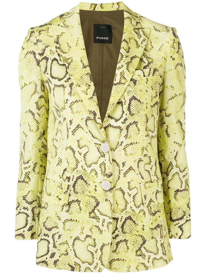 Pinko Snakeskin Effect Blazer - Yellow