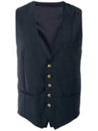 Eleventy Slim-fit Waistcoat, Men's, Size: 50, Blue, Elastodiene/wool/polyester/cotton
