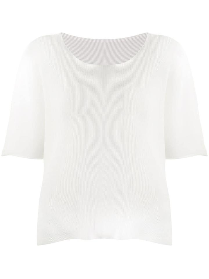 Pleats Please By Issey Miyake Pleated Short-sleeve Top - White
