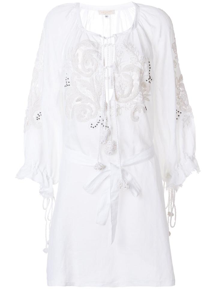 Anjuna Embroidered Tie Waist Dress - White