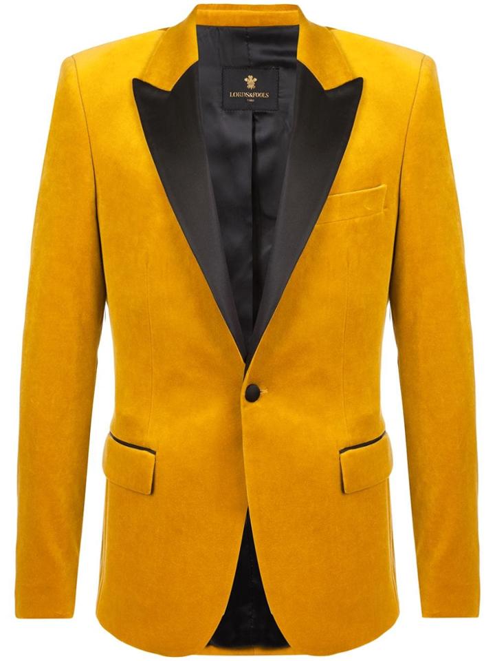 Lords And Fools Oversized Collar Textured Blazer - Yellow & Orange