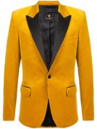 Lords And Fools Oversized Collar Textured Blazer - Yellow & Orange