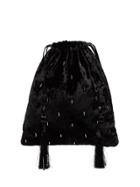 Attico Velvet Tassel Clutch Bag - Black