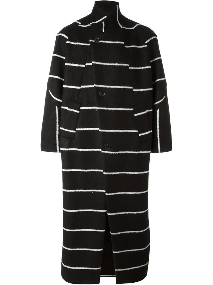 Henrik Vibskov 'this' Striped Coat, Men's, Size: Small, Black, Polyester