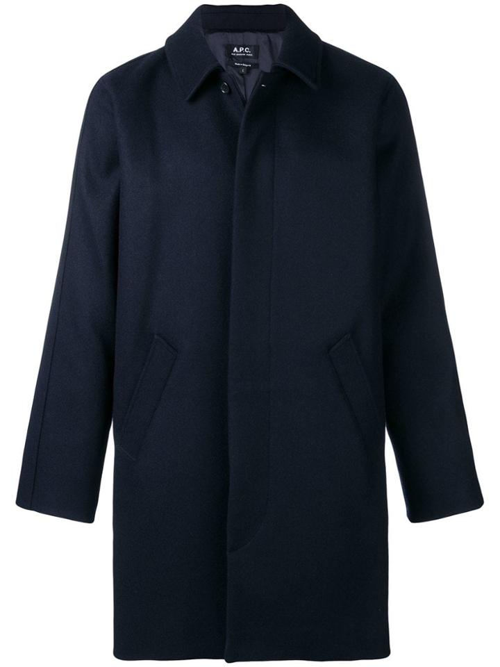 A.p.c. Boxy Single-breasted Coat - Blue