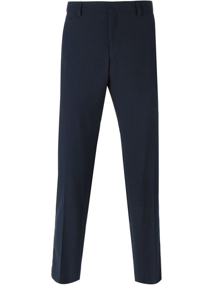 Ami Alexandre Mattiussi Tailored Trousers, Men's, Size: 44, Blue, Wool
