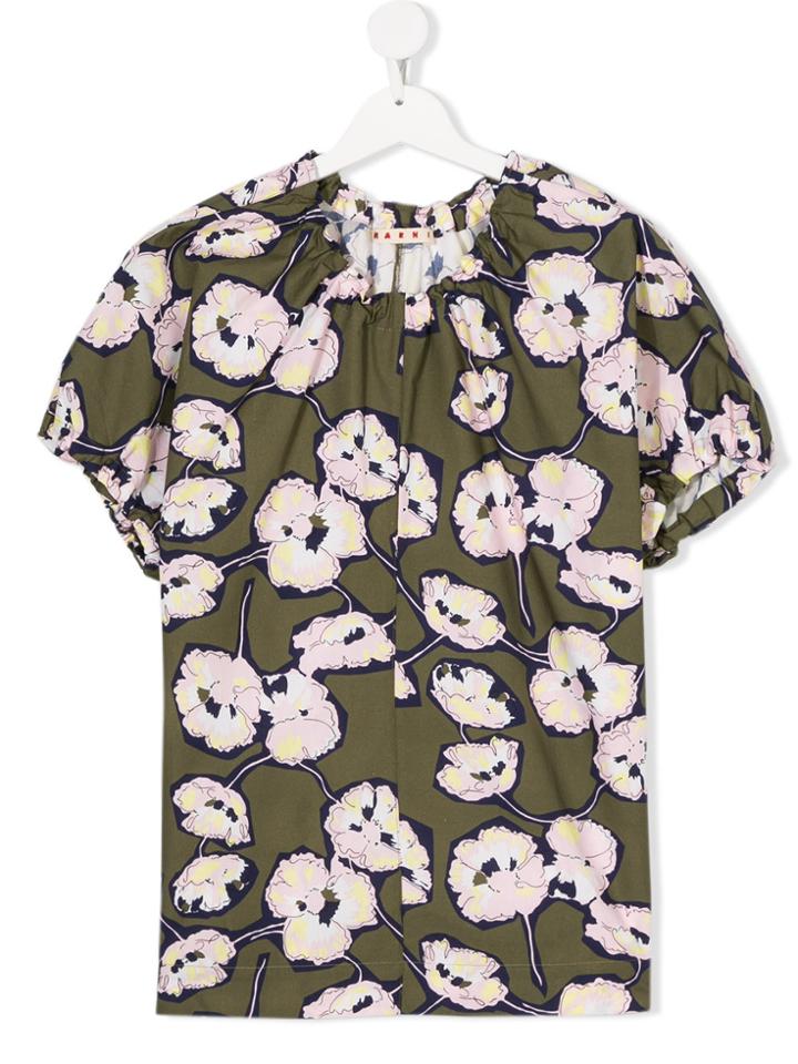 Marni Kids Floral Print Top - Green