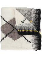 Pringle Of Scotland Hand-knitted Argyle Scarf - Nude & Neutrals
