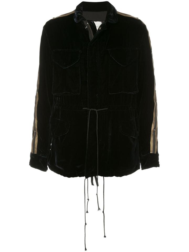 Greg Lauren Velvet Button Up Jacket - Black