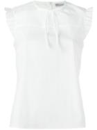 Red Valentino Frill Trim Tank Top, Women's, Size: 38, White, Cotton/polyamide/spandex/elastane
