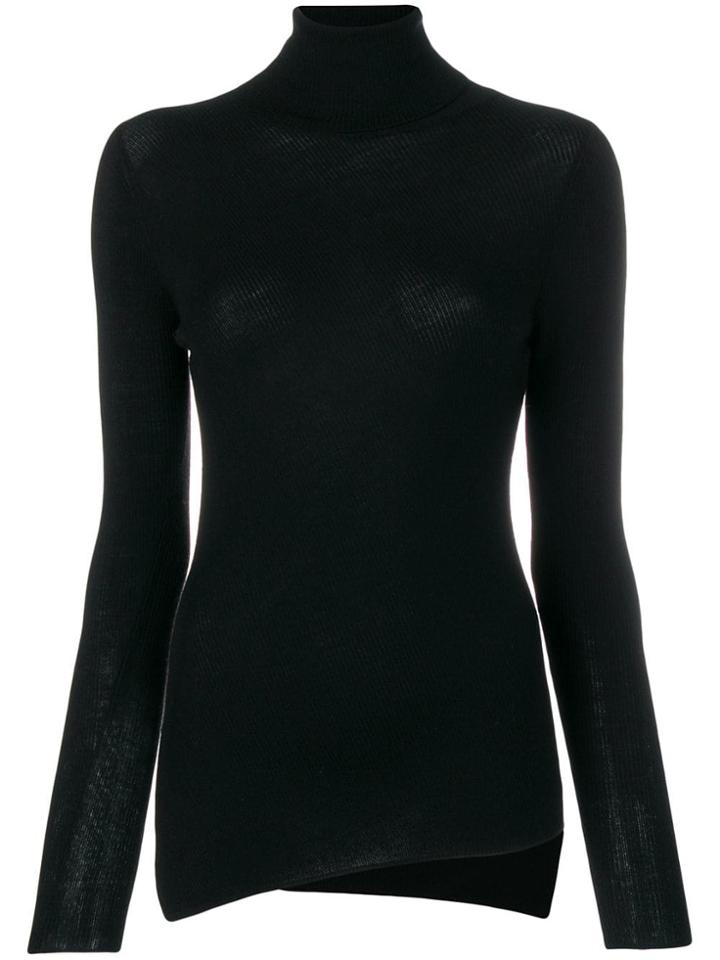 Vanessa Bruno Bias Rib Asymmetric Turtleneck Sweater - Black
