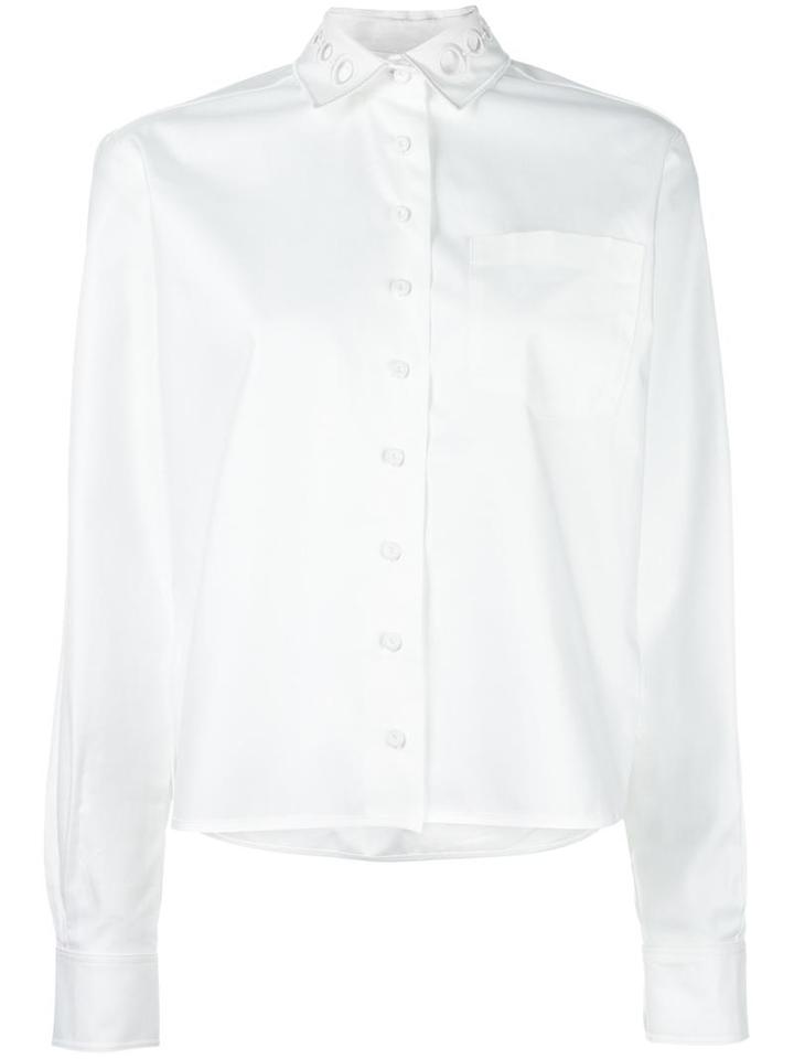 Carven Perforated Collar Shirt, Women's, Size: 38, White, Cotton