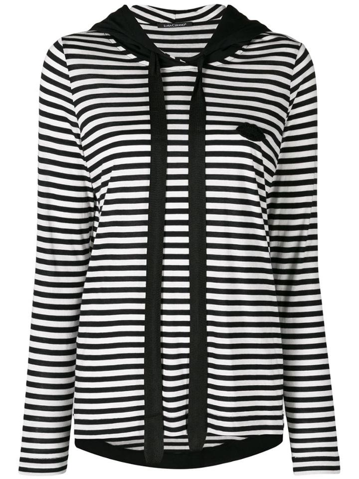 Luisa Cerano Striped Hoodie - Black