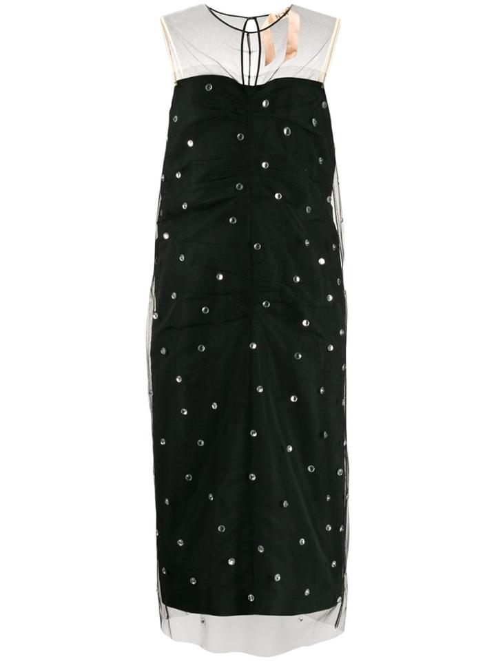 Nº21 Tulle Overlay Crystal-embellished Dress - Black