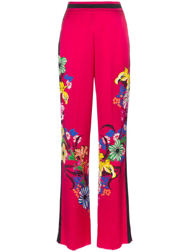 Etro High Waist Floral Print Wide-leg Trousers - Pink & Purple