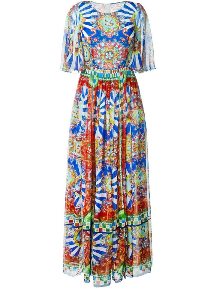 Dolce & Gabbana Carretto Siciliano Print Maxi Dress