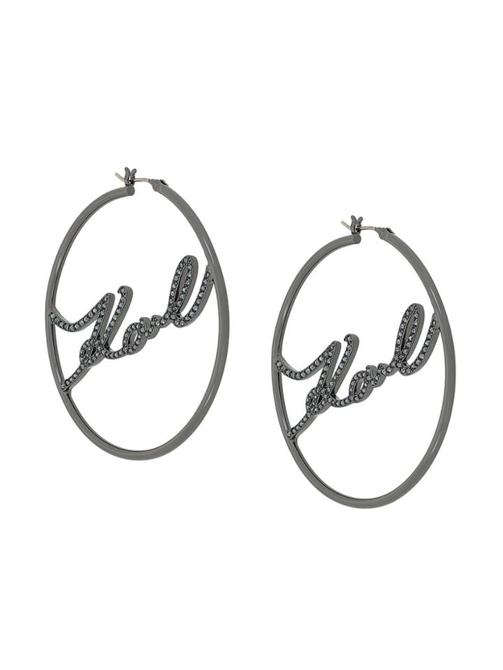 Karl Lagerfeld Karl Hoop Earrings - Black