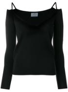 Prada Off-the-shoulder Knitted Top - Black