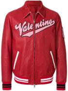 Valentino Logo Leather Jacket - Red