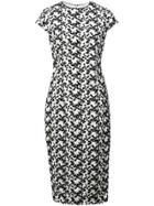 Lela Rose Embroidered Midi Dress - White