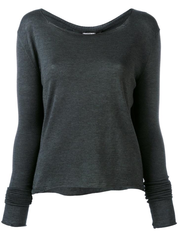 Kristensen Du Nord Scoop Neck Knitted Top, Women's, Size: 3, Grey, Cotton/cashmere