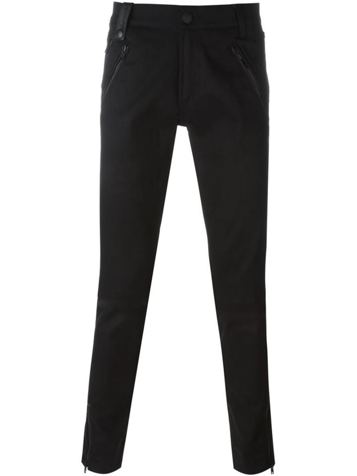 Alexander Mcqueen Slim-fit Biker Jeans, Men's, Size: 52, Black, Cotton/spandex/elastane/leather