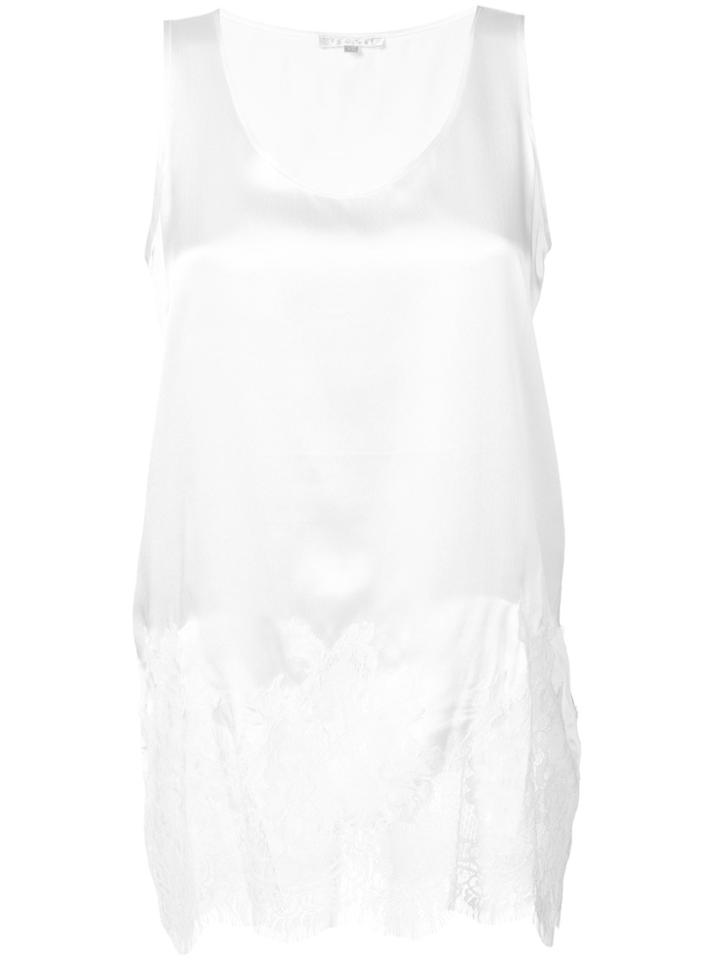 Gold Hawk Lace Trim Vest - White