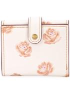 Coach Rose Print Small Trifold Wallet - White