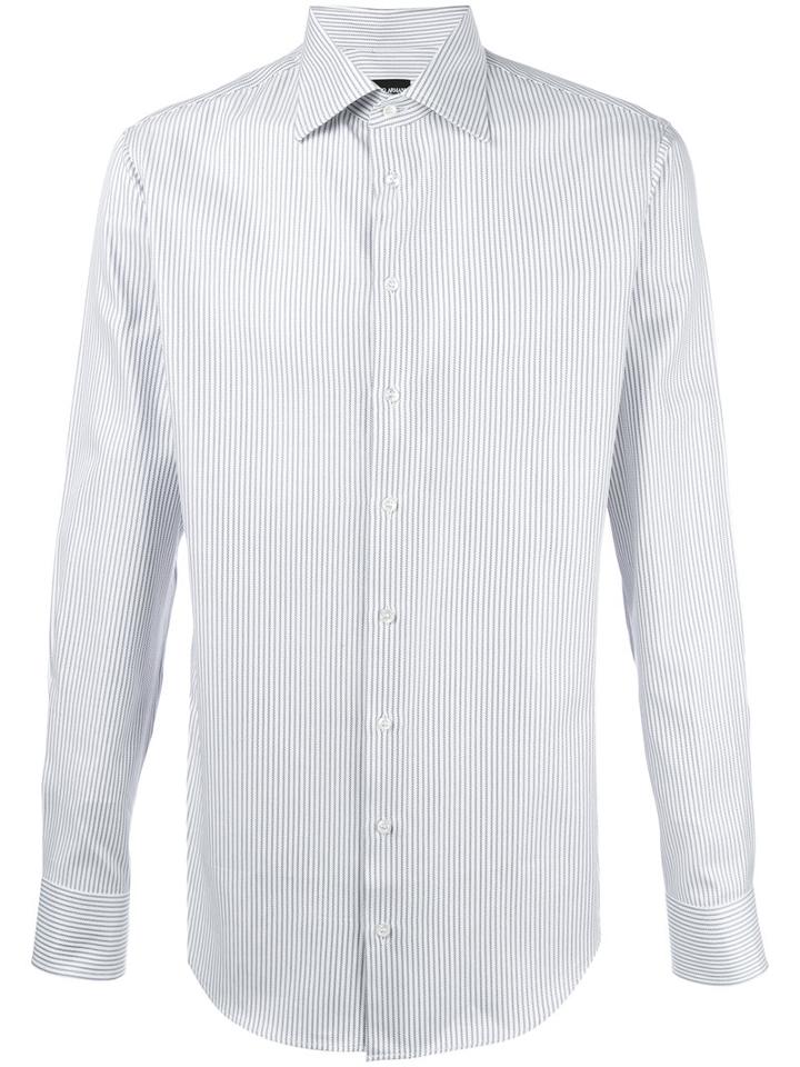 Giorgio Armani Striped Shirt, Men's, Size: 43, White, Cotton