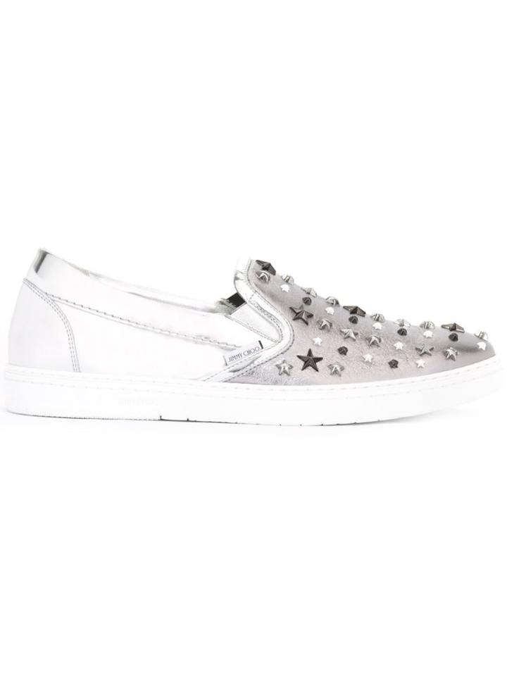 Jimmy Choo Grove Sneakers, Men's, Size: 40.5, Grey, Calf Leather/patent Leather/leather/rubber