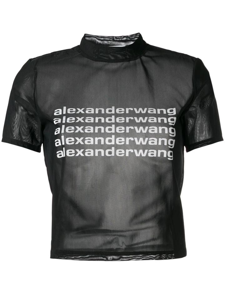 Alexander Wang Logo Print Sheer T-shirt - Black