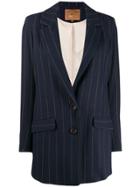 Alessia Santi Longline Striped Blazer - Blue