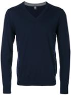 Eleventy - V Neck Sweatshirt - Men - Virgin Wool - M, Blue, Virgin Wool