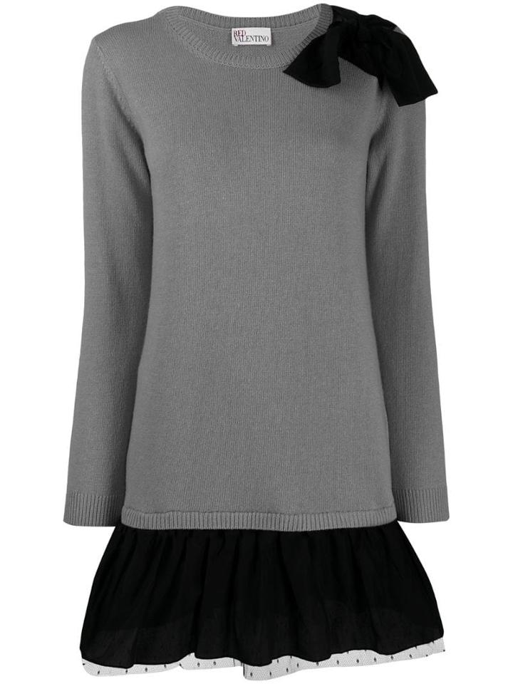 Red Valentino Frilly Skirt Sweater Dress - Grey