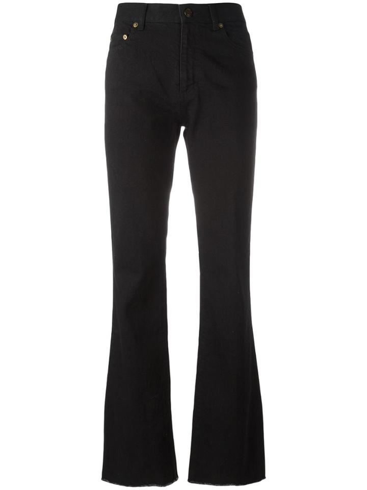 Saint Laurent Flared Raw Edge Jeans - Black