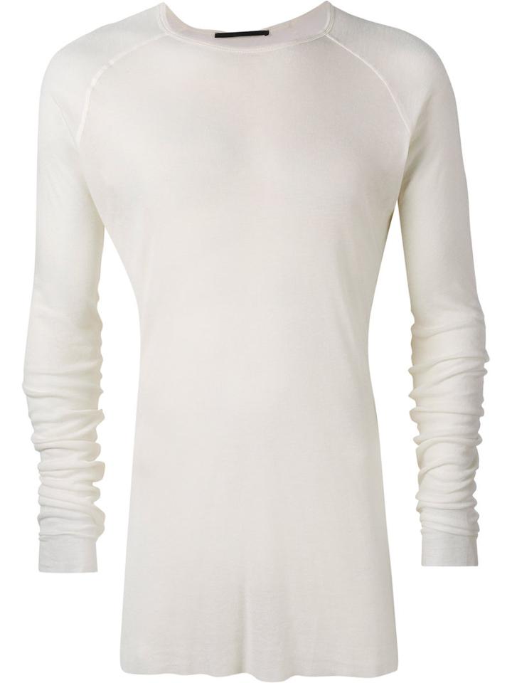 Haider Ackermann Long Sleeved T-shirt, Men's, Size: Medium, White, Rayon/cotton/nylon