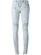 Balmain Biker Jeans, Women's, Size: 36, Blue, Cotton/polyester/spandex/elastane