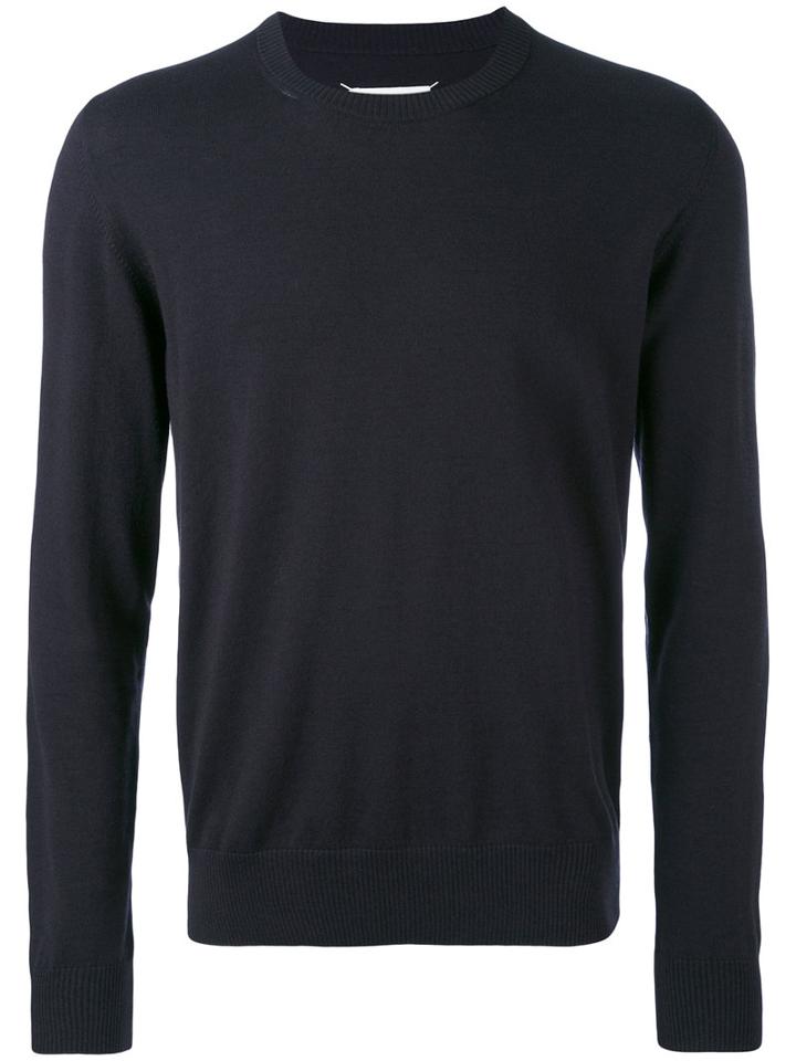 Maison Margiela - Classic Knitted Sweater - Men - Cotton/leather/wool - Xl, Blue, Cotton/leather/wool