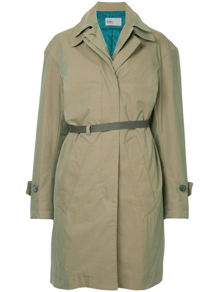 Kolor Layered Front Mid-length Coat - Green