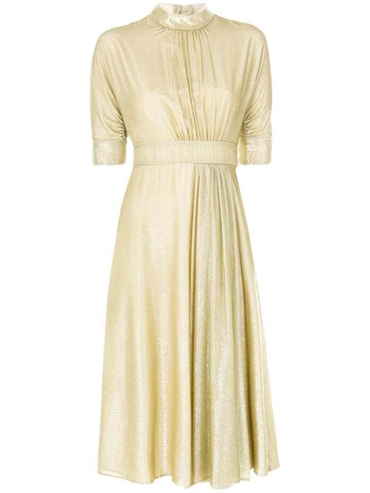 Prada Velvet High Collar Dress - Nude & Neutrals