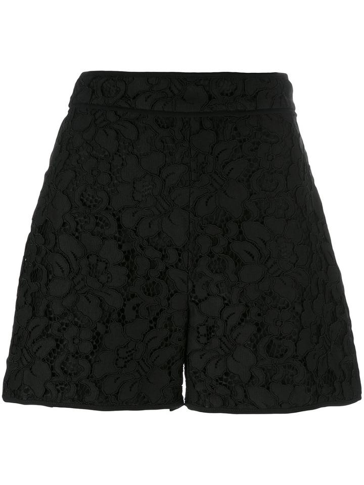 Msgm Lace Shorts, Women's, Size: 40, Black, Polyimide/cotton/viscose/polyester